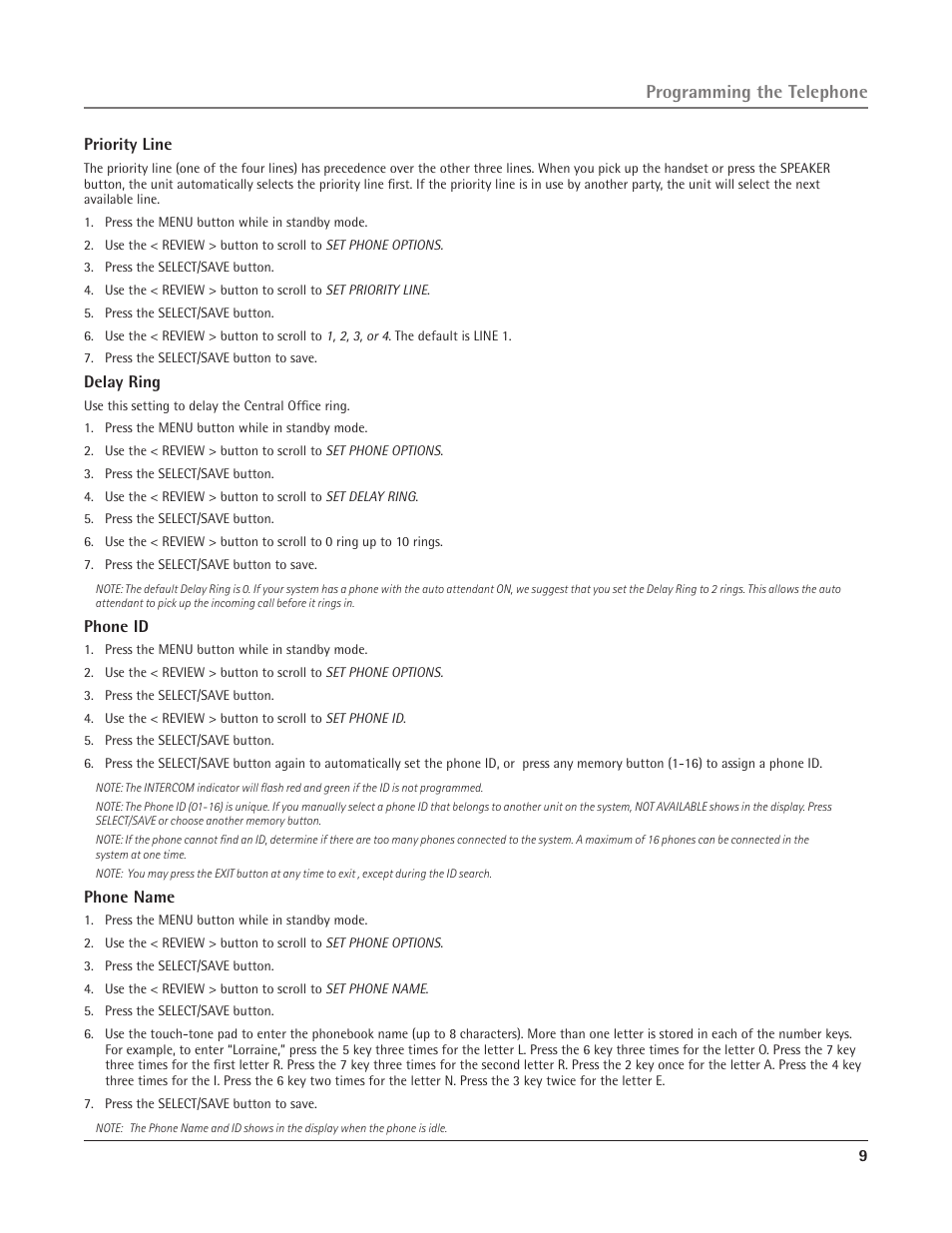 Programming the telephone | RCA 25415 User Manual | Page 9 / 32