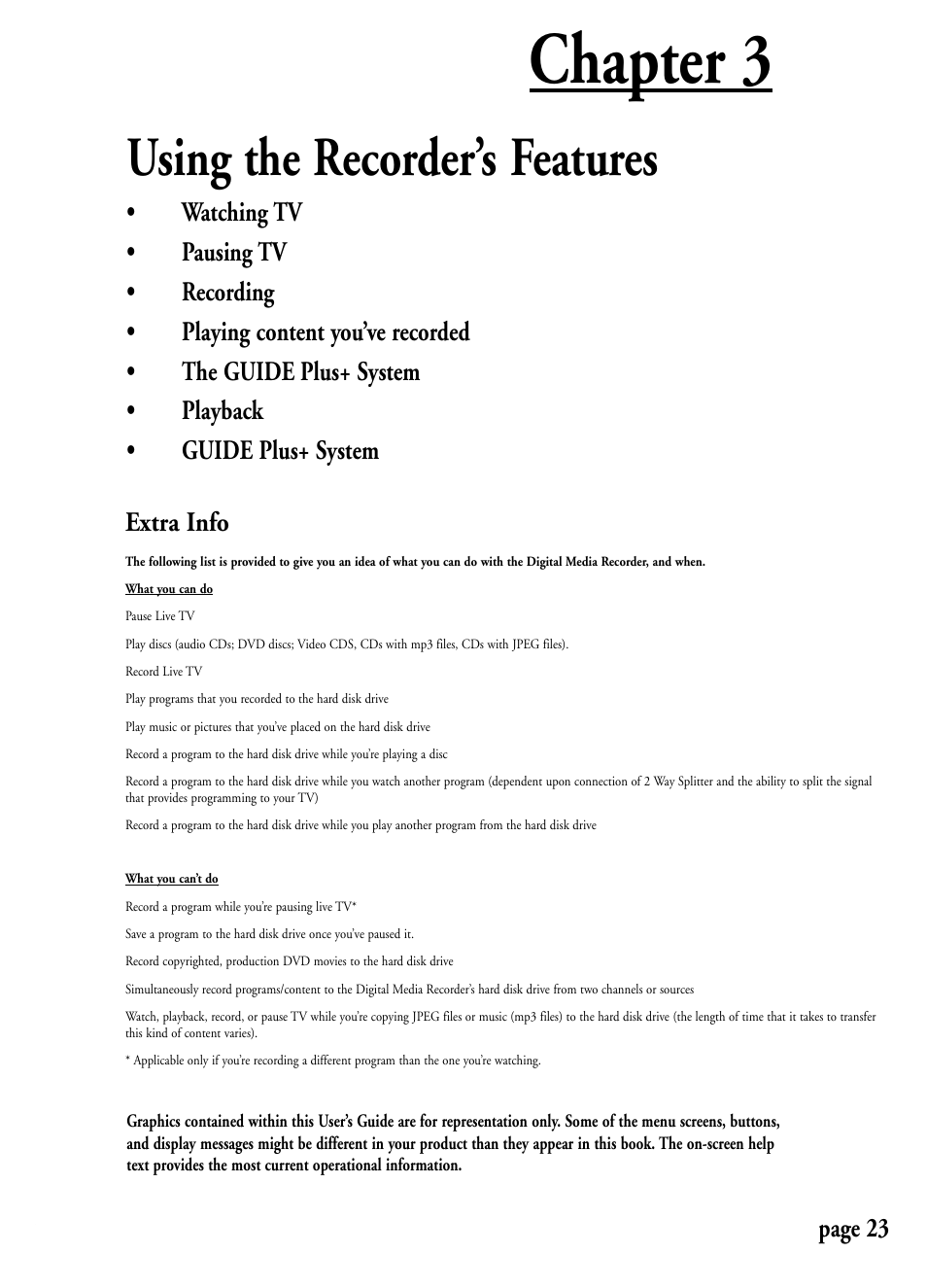 Chapter 3, Using the recorder’s features, Page 23 | RCA DRC7005N User Manual | Page 25 / 64