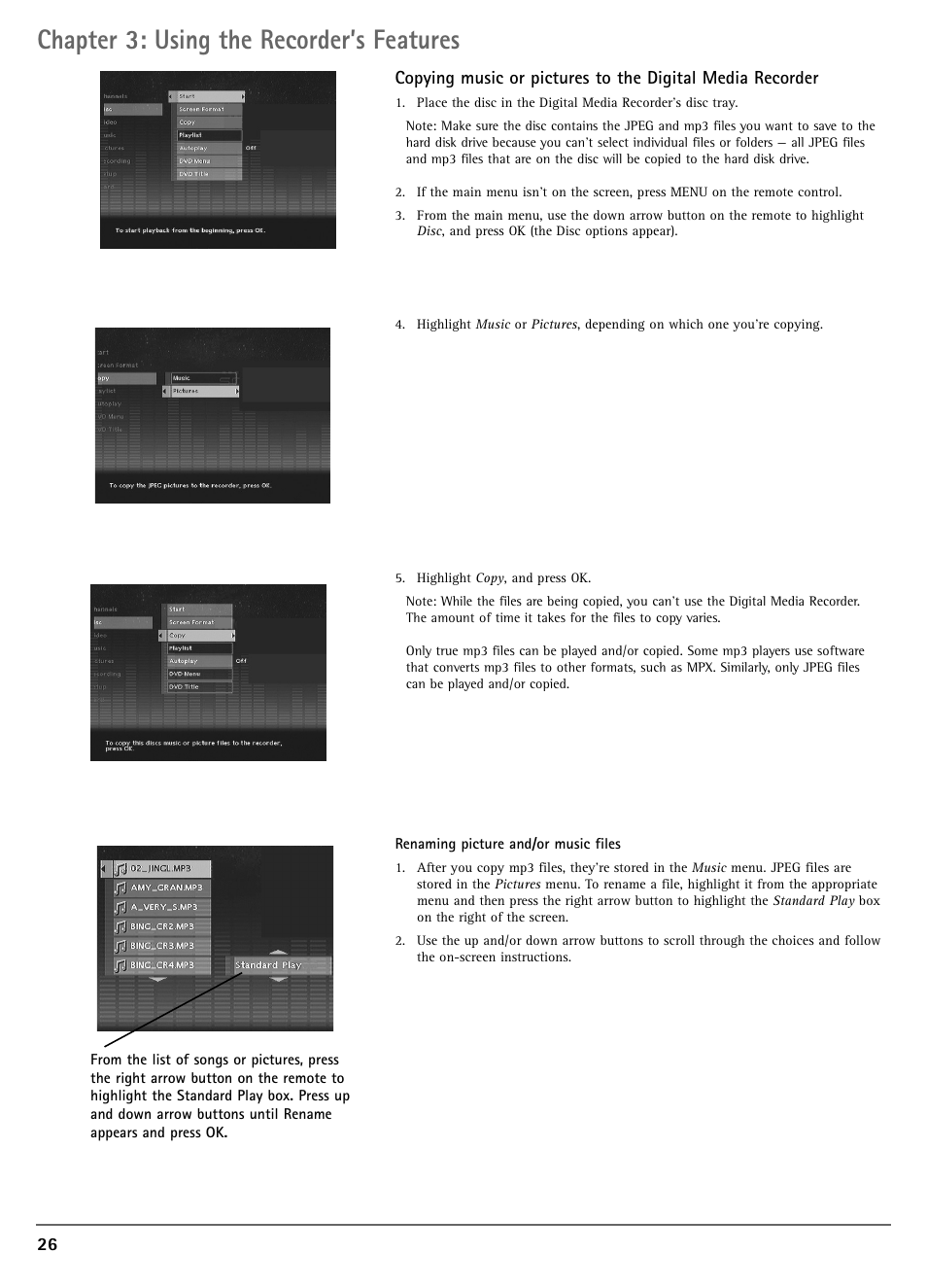 Chapter 3: using the recorder’s features | RCA DRC7005N User Manual | Page 28 / 64