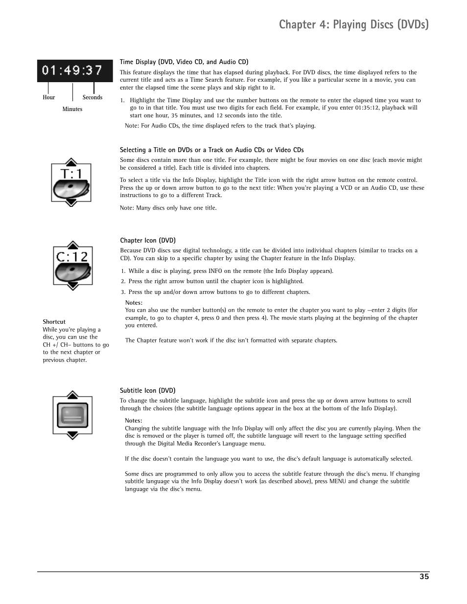 Chapter 4: playing discs (dvds) | RCA DRC7005N User Manual | Page 37 / 64