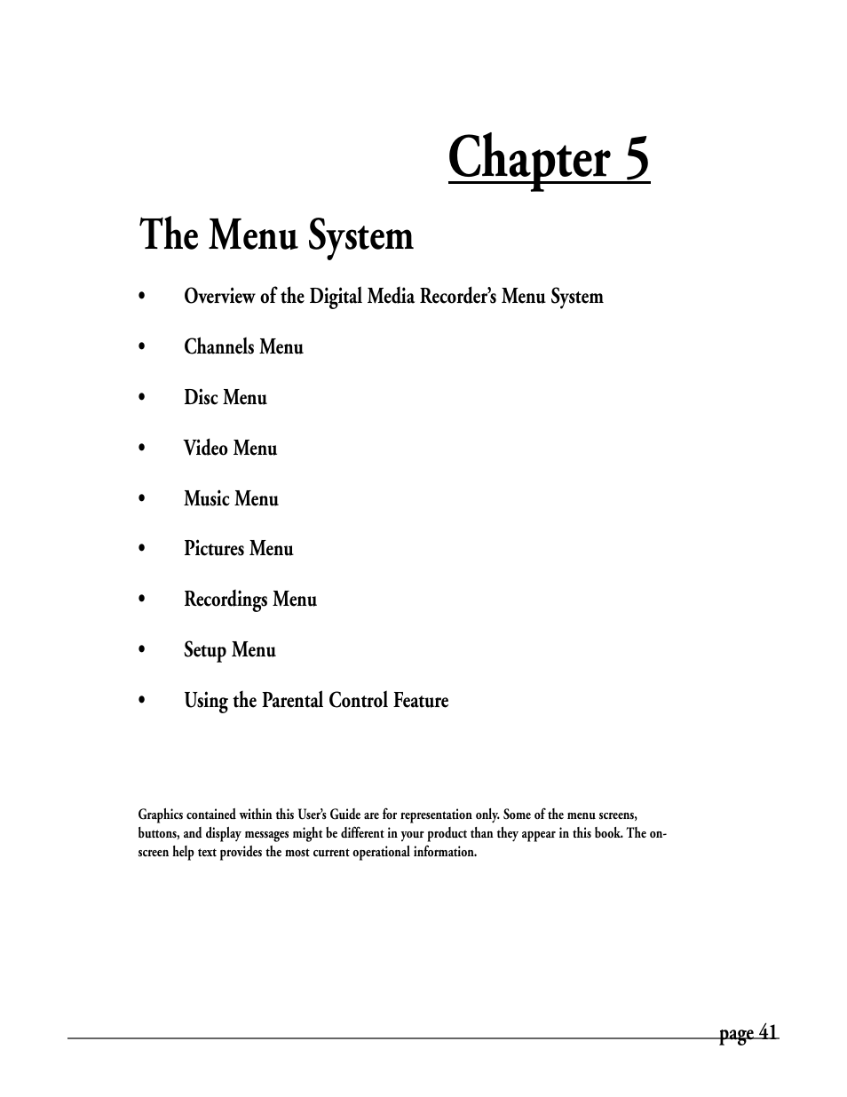 Chapter 5, The menu system | RCA DRC7005N User Manual | Page 43 / 64