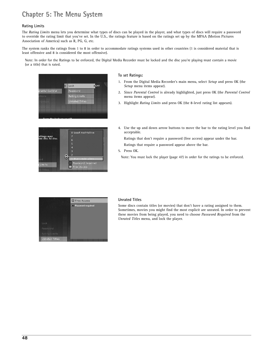 Chapter 5: the menu system | RCA DRC7005N User Manual | Page 50 / 64