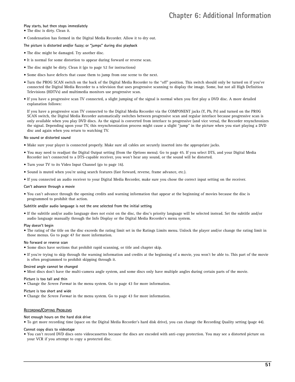 Chapter 6: additional information | RCA DRC7005N User Manual | Page 53 / 64