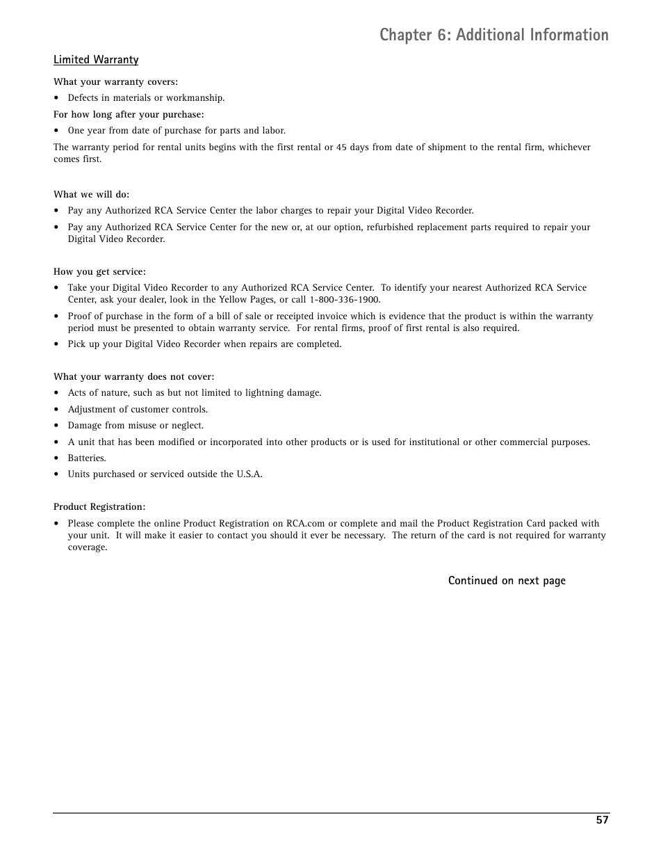 Chapter 6: additional information | RCA DRC7005N User Manual | Page 59 / 64