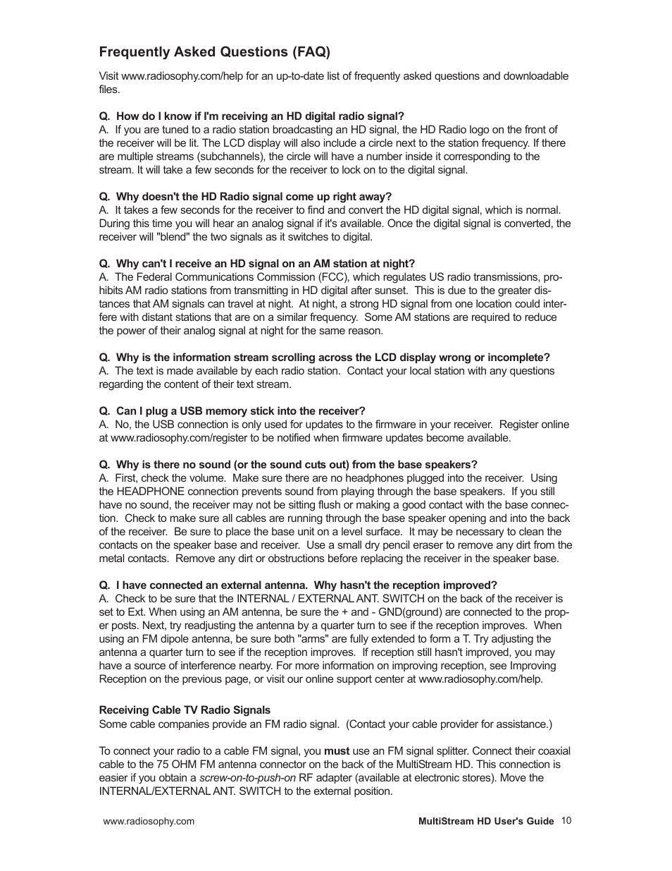 Frequently asked questions (faq) | RCA MPA0001 User Manual | Page 11 / 16