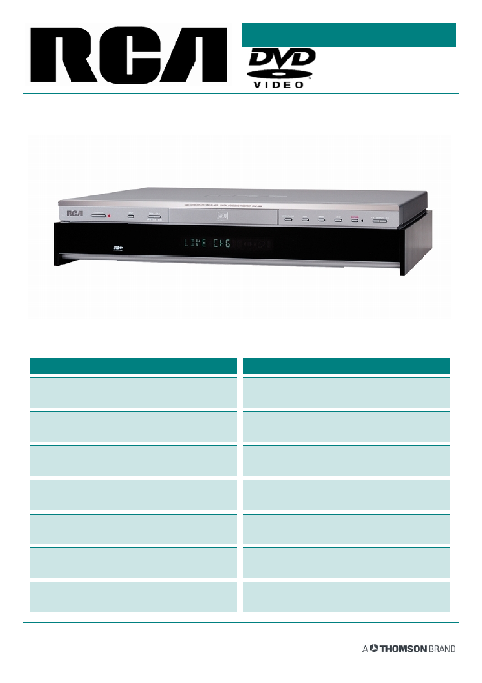 RCA DRC8000N User Manual | 2 pages