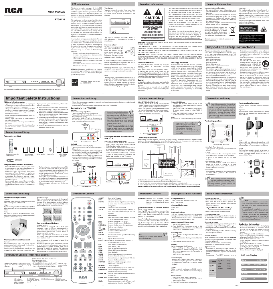 RCA 1RTD3133 User Manual | 2 pages