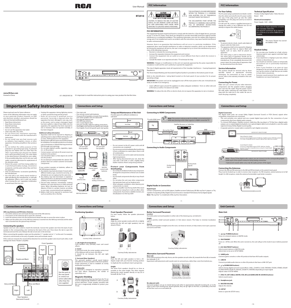 RCA RT2910 User Manual | 2 pages