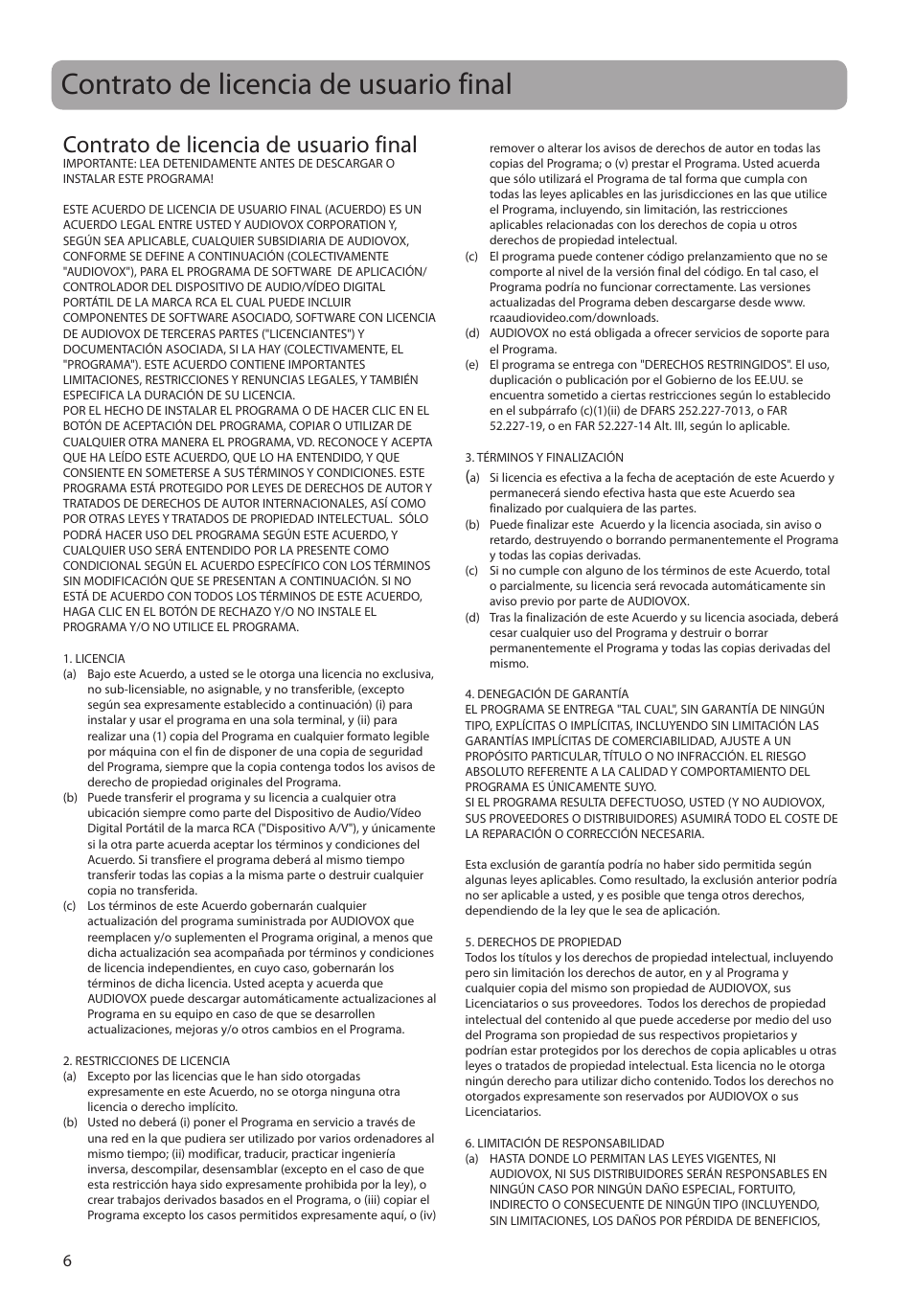 Contrato de licencia de usuario final | RCA MC4202 User Manual | Page 35 / 88