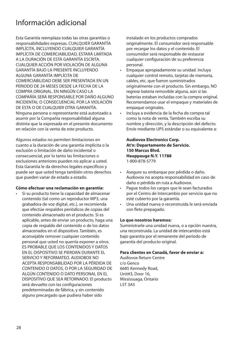 Información adicional | RCA MC4202 User Manual | Page 57 / 88