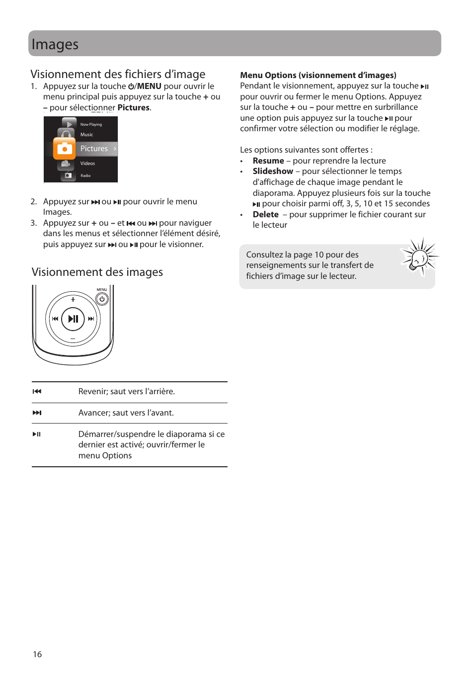 Images, Visionnement des fichiers d’image, Visionnement des images | RCA MC4202 User Manual | Page 74 / 88