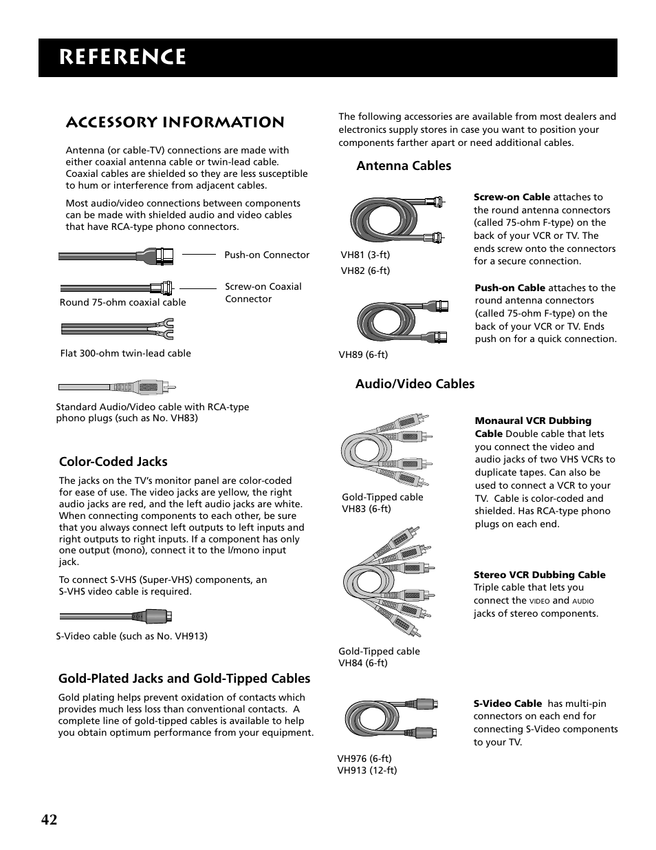 Reference, Accessory information | RCA F19430 User Manual | Page 44 / 48