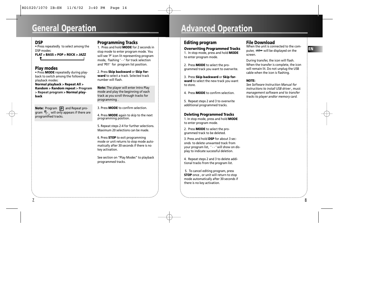 Advanced operation, General operation | RCA 5567206A User Manual | Page 8 / 10