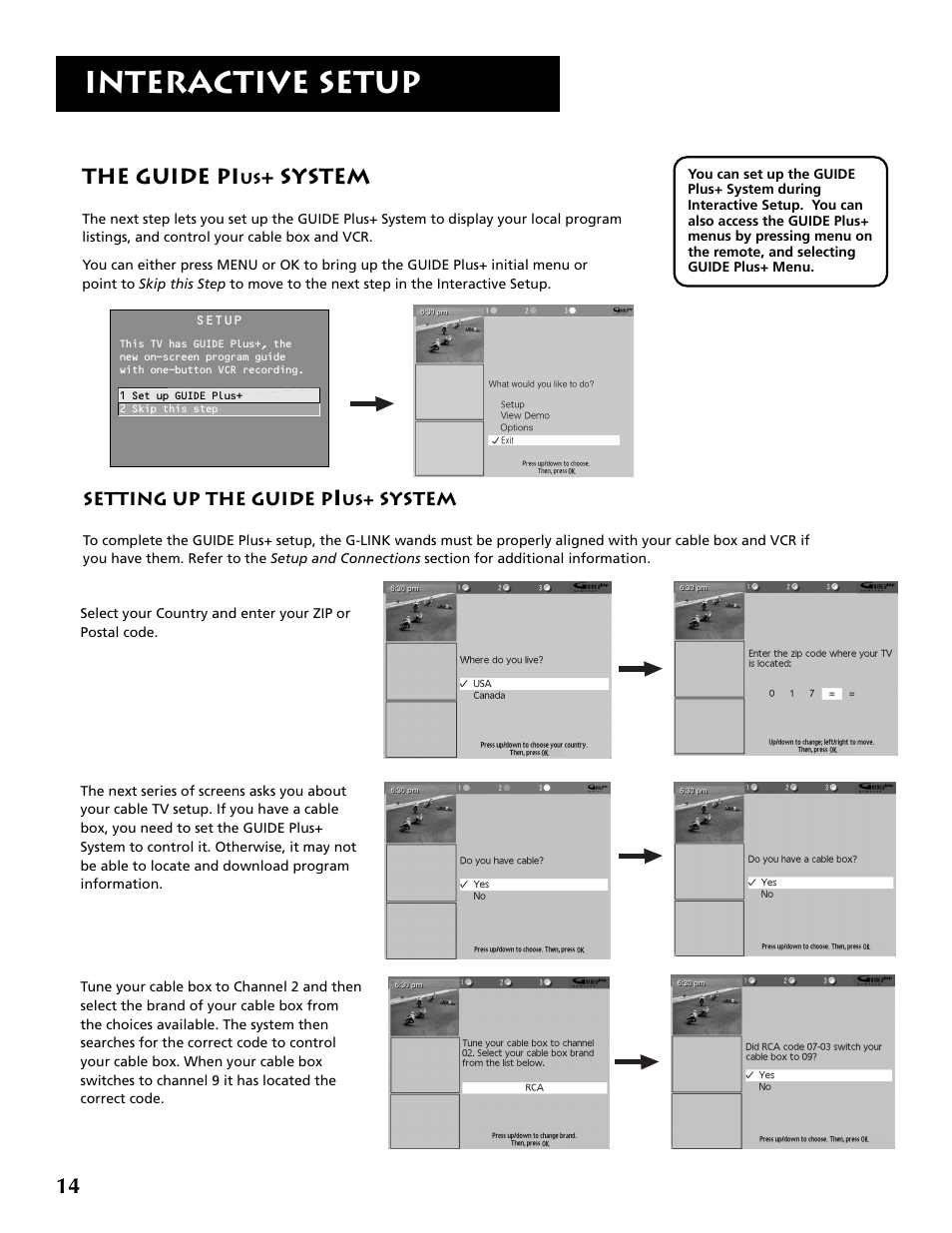 Interactive setup, The guide pi, System | RCA P52936 User Manual | Page 16 / 64