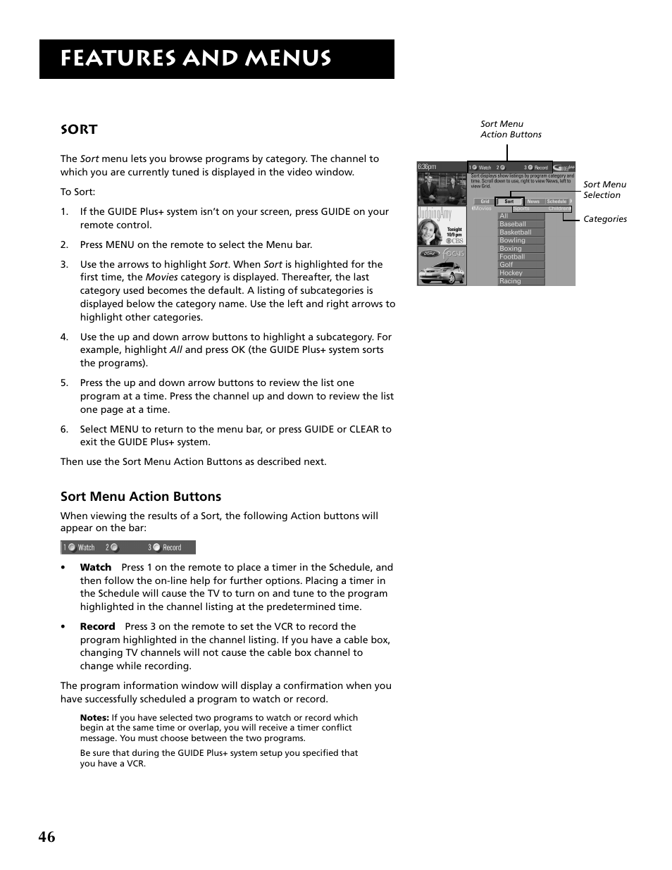Features and menus | RCA P52936 User Manual | Page 48 / 64