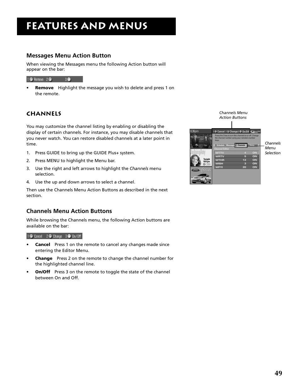 Features and menus | RCA P52936 User Manual | Page 51 / 64