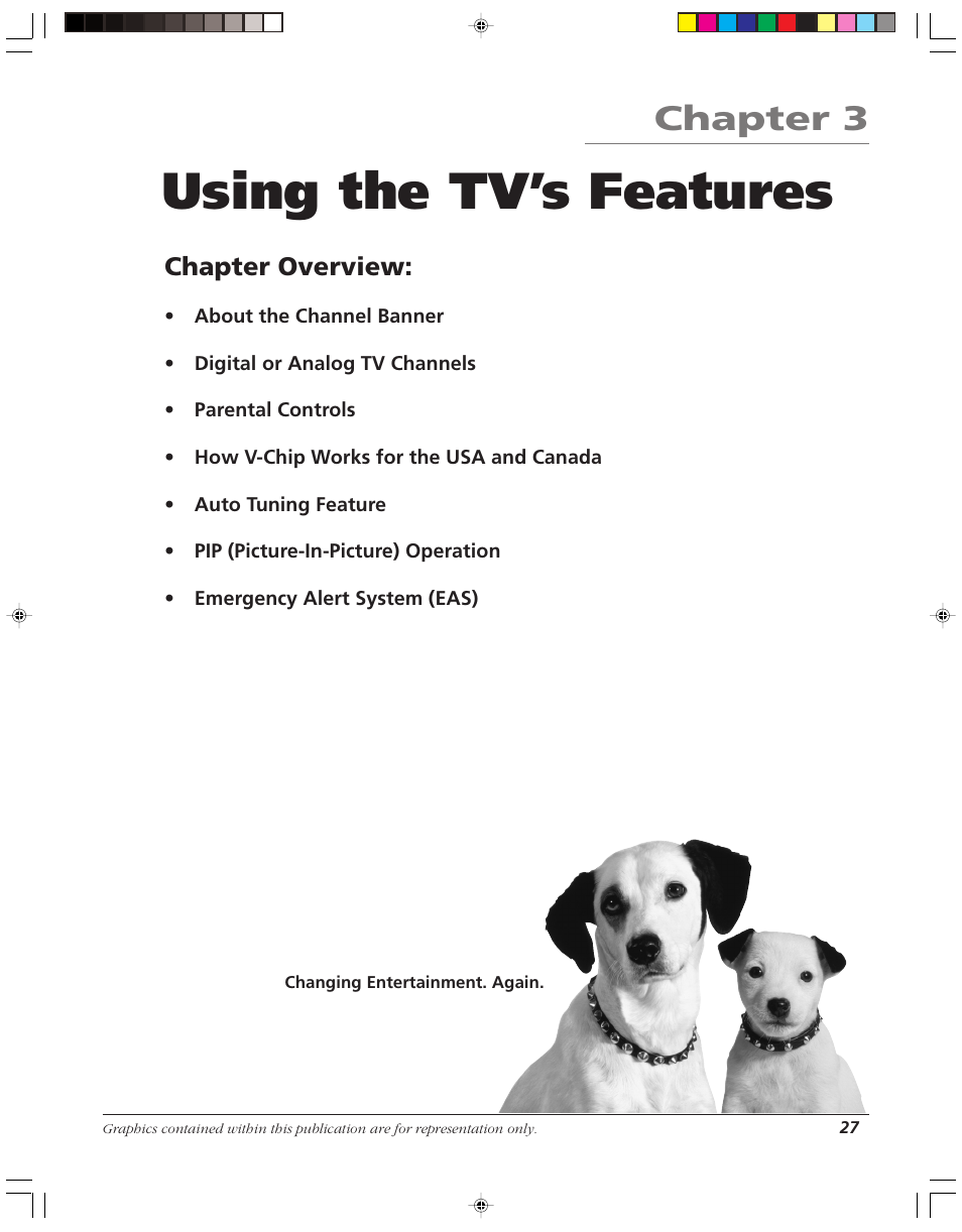Using the tv’s features, Chapter 3, Chapter overview | RCA HD52W55 User Manual | Page 29 / 80