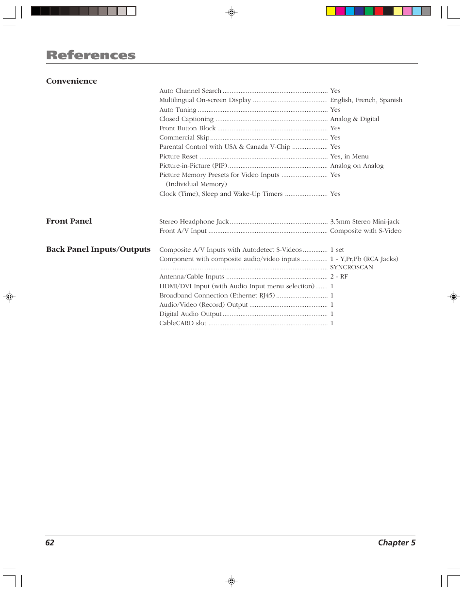 References | RCA HD52W55 User Manual | Page 64 / 80