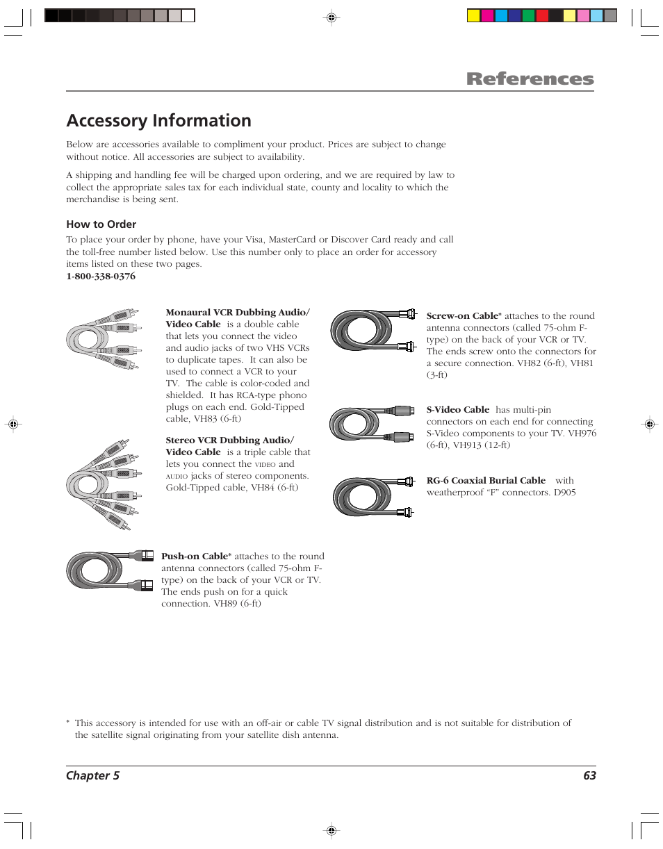 References, Accessory information | RCA HD52W55 User Manual | Page 65 / 80