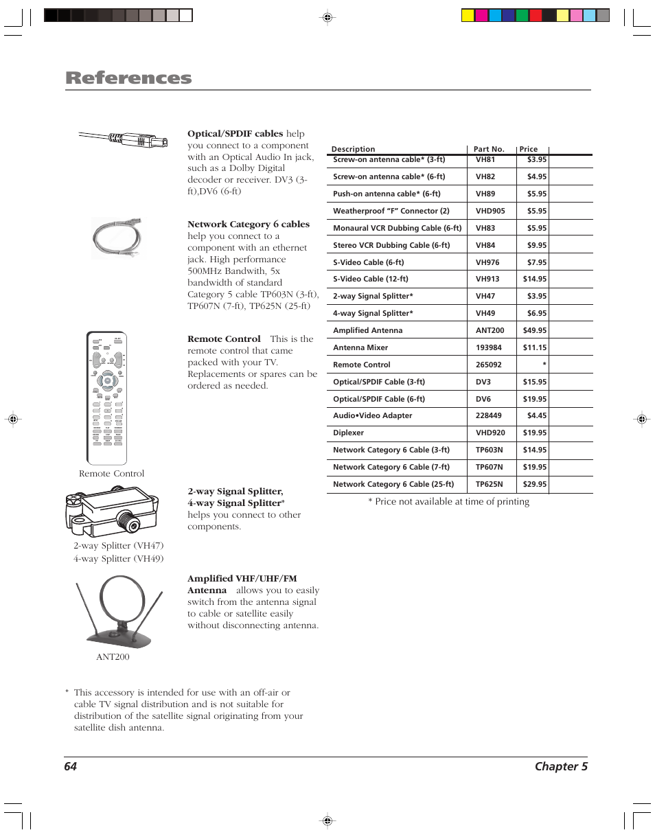 References, 64 chapter 5 | RCA HD52W55 User Manual | Page 66 / 80