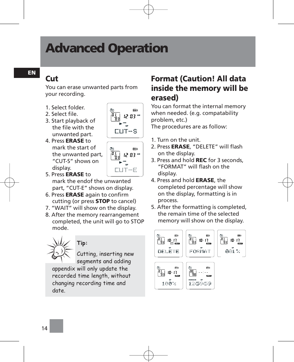 Advanced operation, En 14 | RCA RP5035 User Manual | Page 18 / 24