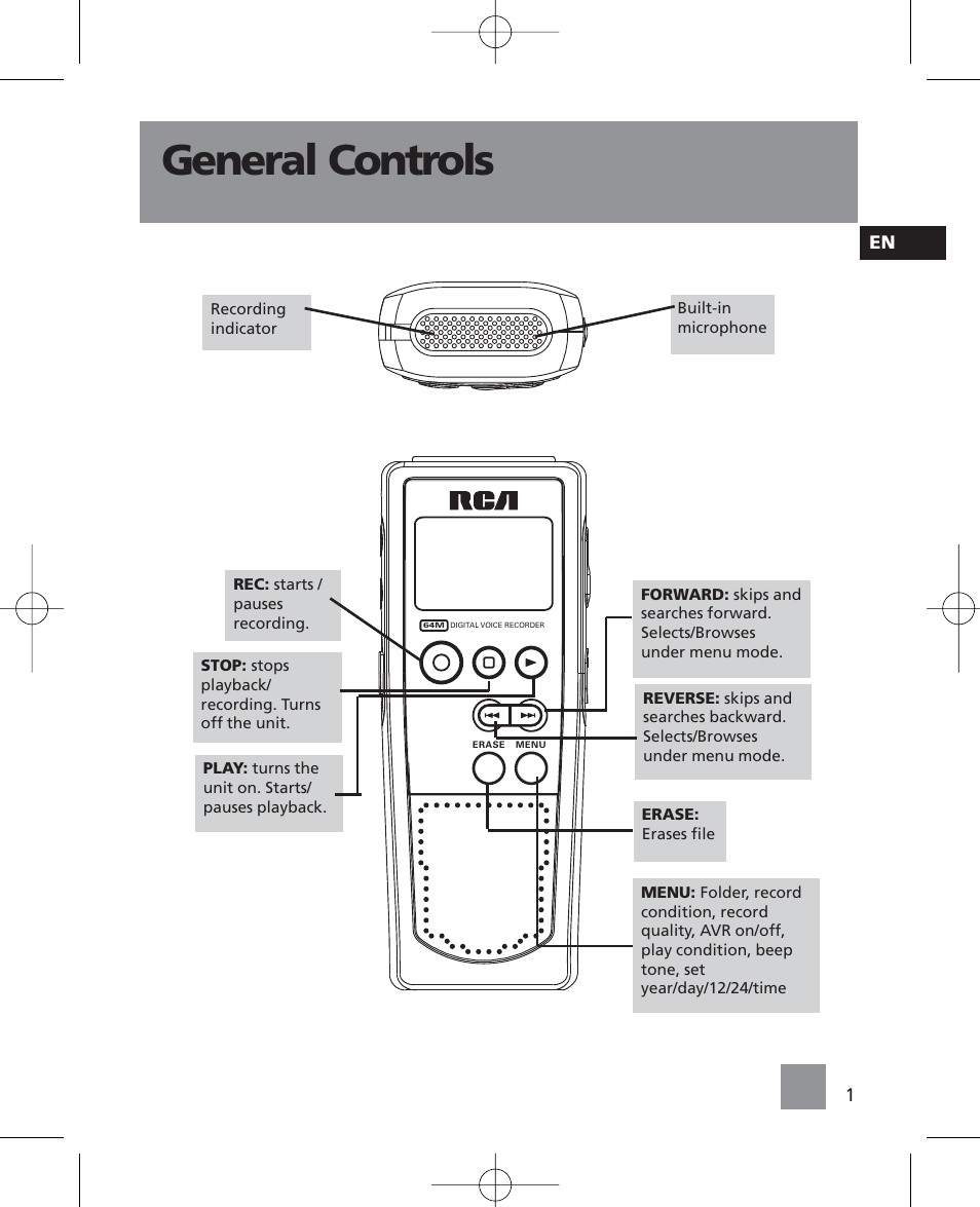 General controls | RCA RP5035 User Manual | Page 5 / 24
