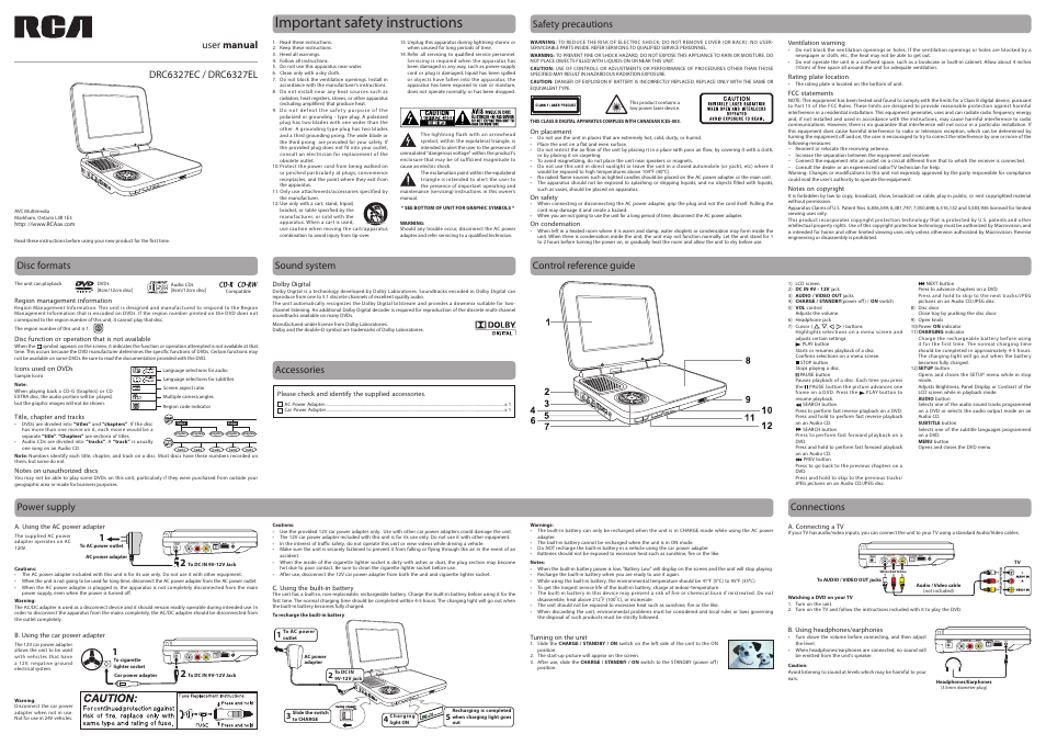 RCA DRC6327EL User Manual | 2 pages