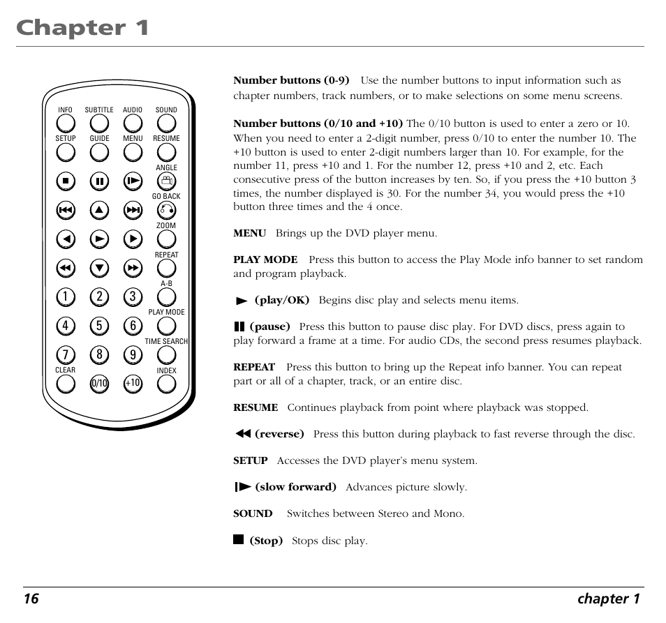 Chapter 1, 16 chapter 1 | RCA RC5400P User Manual | Page 20 / 78