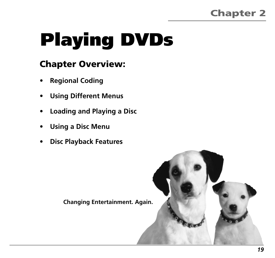 Playing dvds, Chapter overview, Chapter 2 | RCA RC5400P User Manual | Page 23 / 78