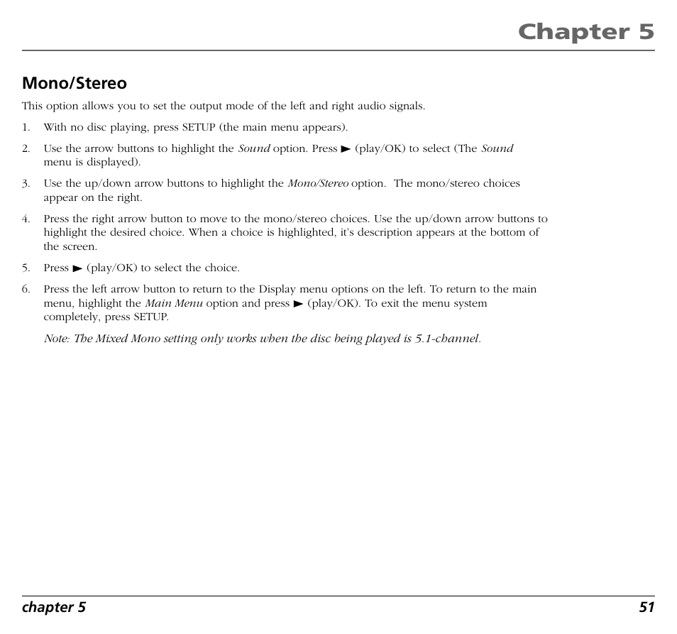 Chapter 5, Mono/stereo | RCA RC5400P User Manual | Page 55 / 78