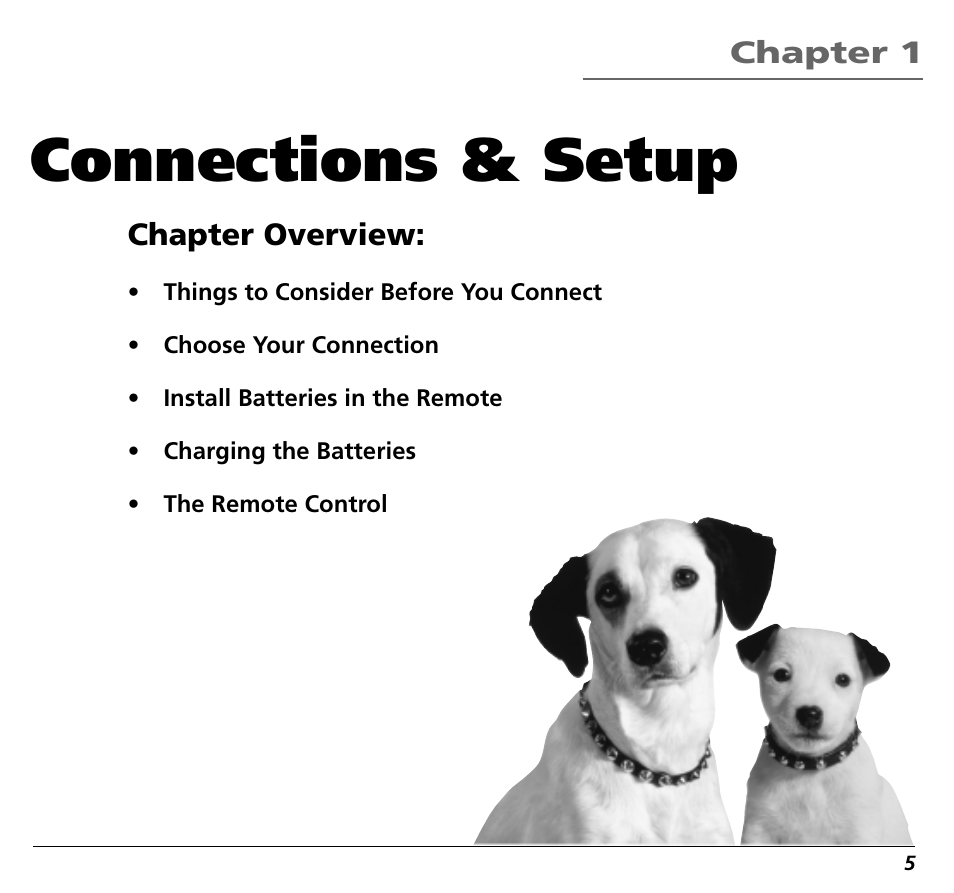 Connections & setup, Chapter overview, Chapter 1 | RCA RC5400P User Manual | Page 9 / 78