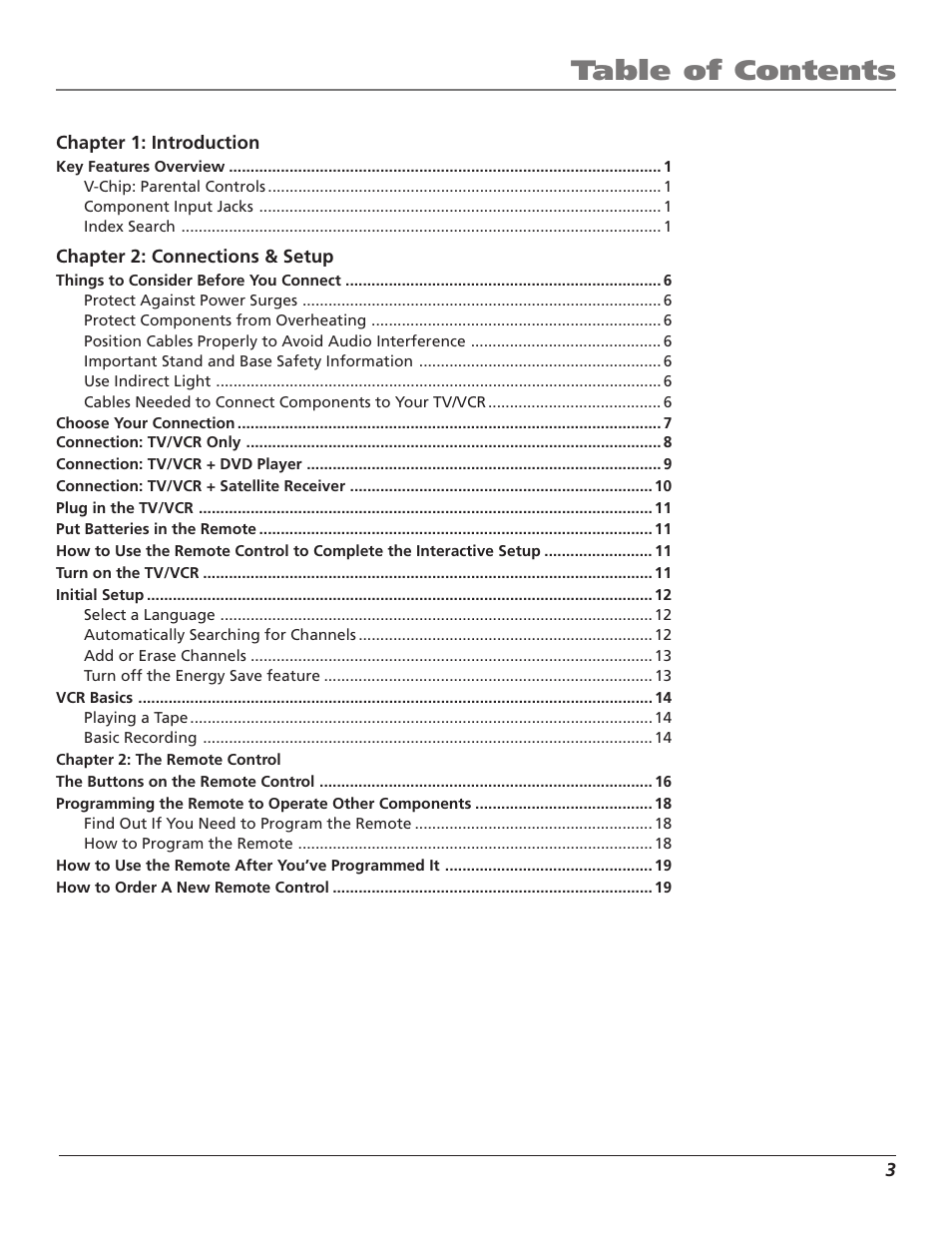 RCA TV/VCR User Manual | Page 5 / 56