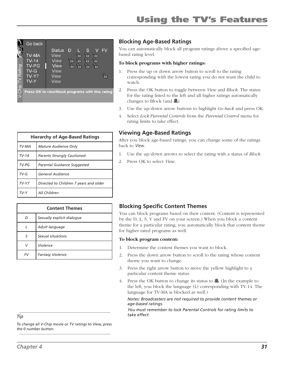 Using the tv’s features | RCA D52W27D User Manual | Page 33 / 64