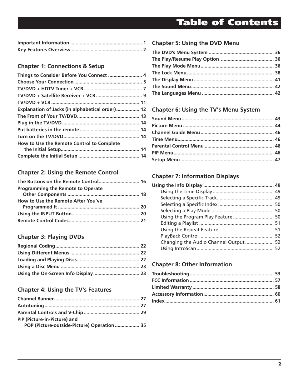 RCA D52W27D User Manual | Page 5 / 64