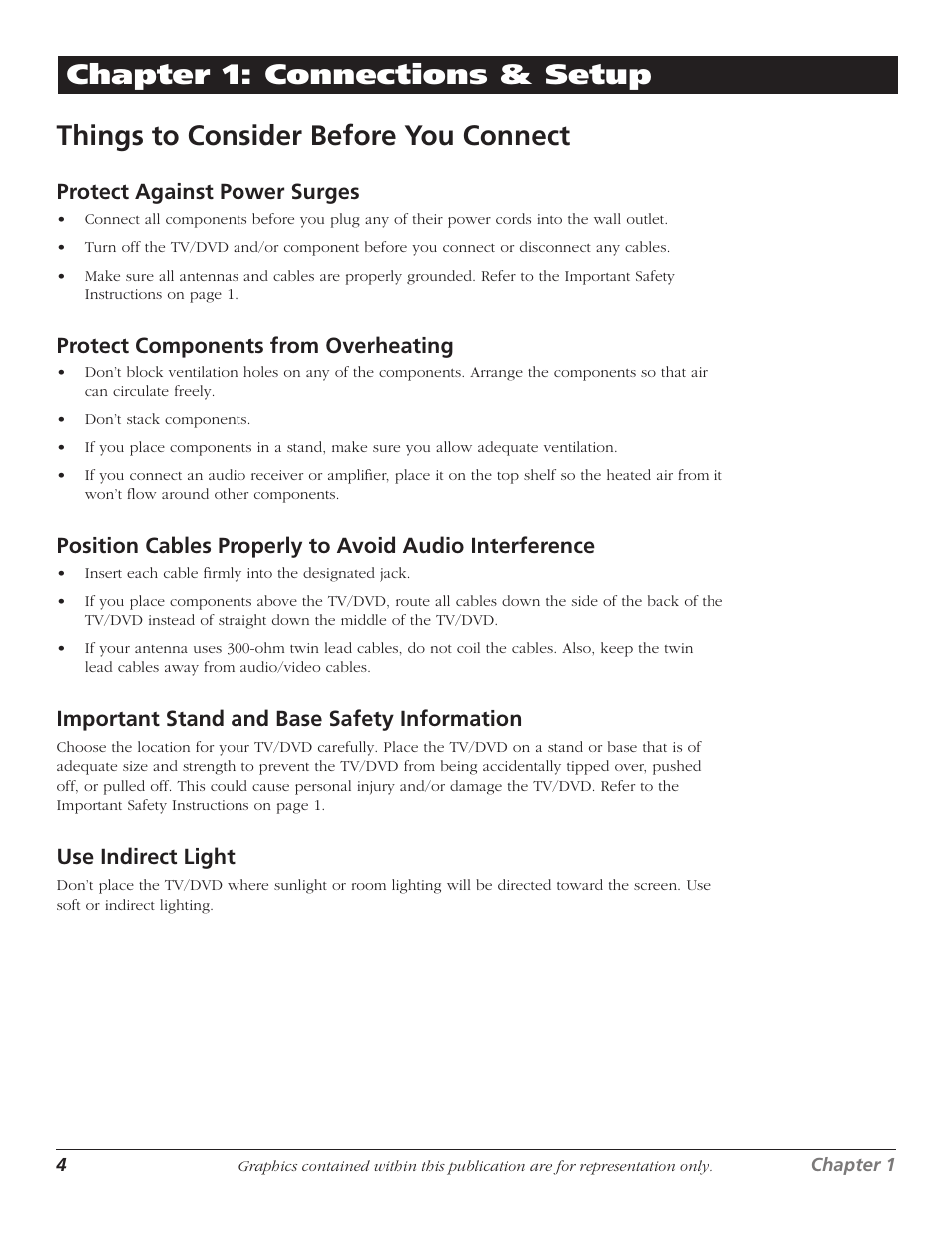 Things to consider before you connect, Connections & setup | RCA D52W27D User Manual | Page 6 / 64