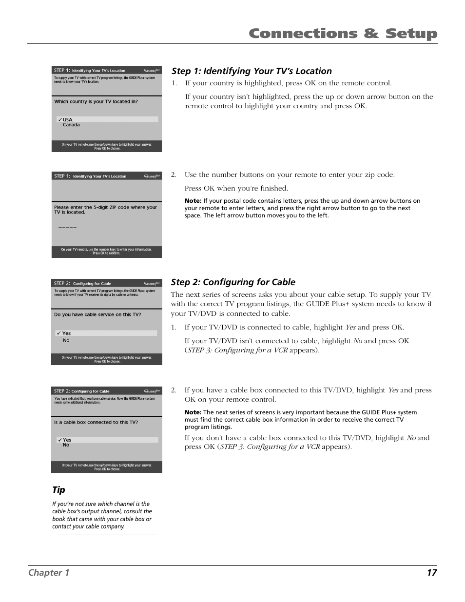 Connections & setup | RCA TruFlat BD20TF10 User Manual | Page 19 / 104