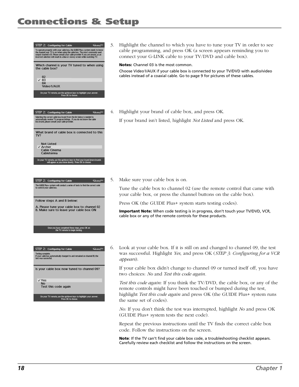 Connections & setup | RCA TruFlat BD20TF10 User Manual | Page 20 / 104