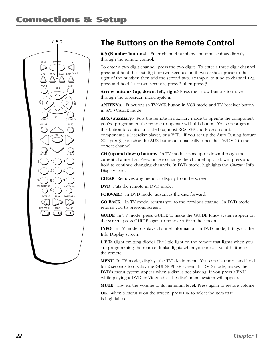 22 chapter 1 | RCA TruFlat BD20TF10 User Manual | Page 24 / 104