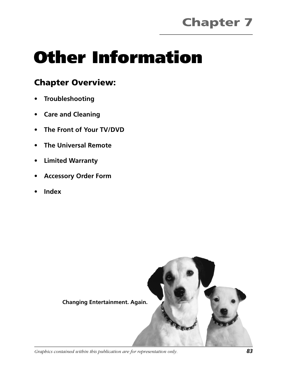 Other information, Chapter 7, Chapter overview | RCA TruFlat BD20TF10 User Manual | Page 85 / 104