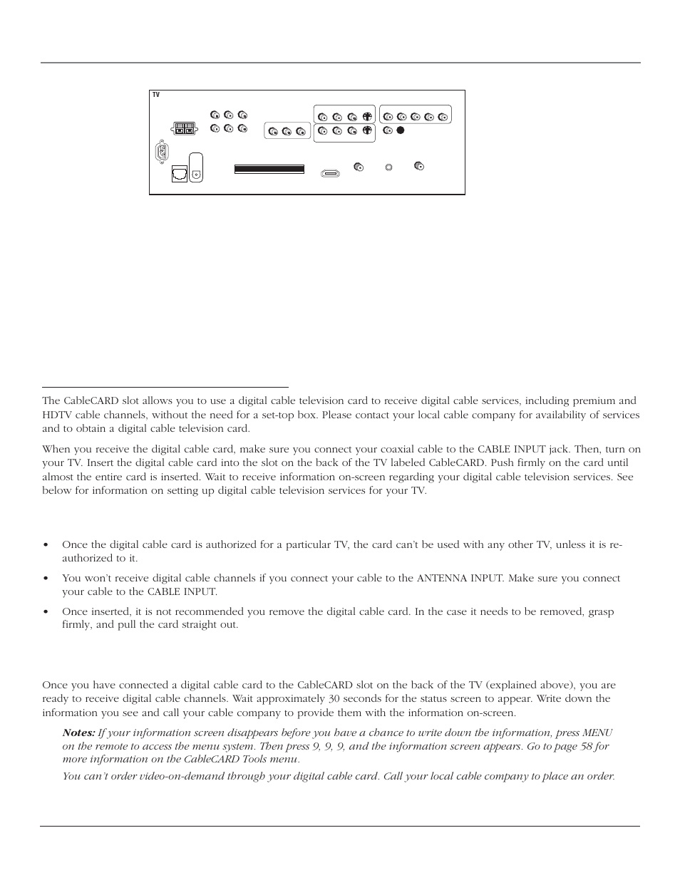 Connections & setup, How to connect: tv + cablecard, Setting up digital cable television service | Go to page 21, 18 chapter 1, You should know | RCA SCENIUM HDTV with DLP technology High-Definition Television User Manual | Page 20 / 80