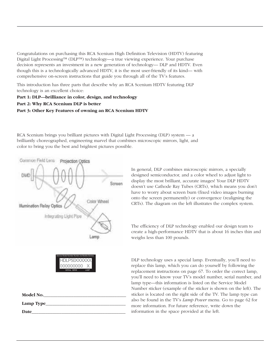 RCA SCENIUM HDTV with DLP technology High-Definition Television User Manual | Page 3 / 80