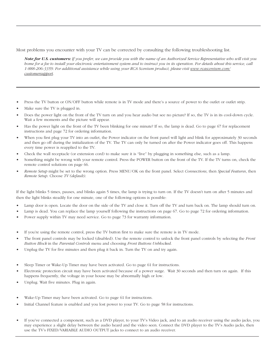 References, Troubleshooting, Tv problems | RCA SCENIUM HDTV with DLP technology High-Definition Television User Manual | Page 66 / 80