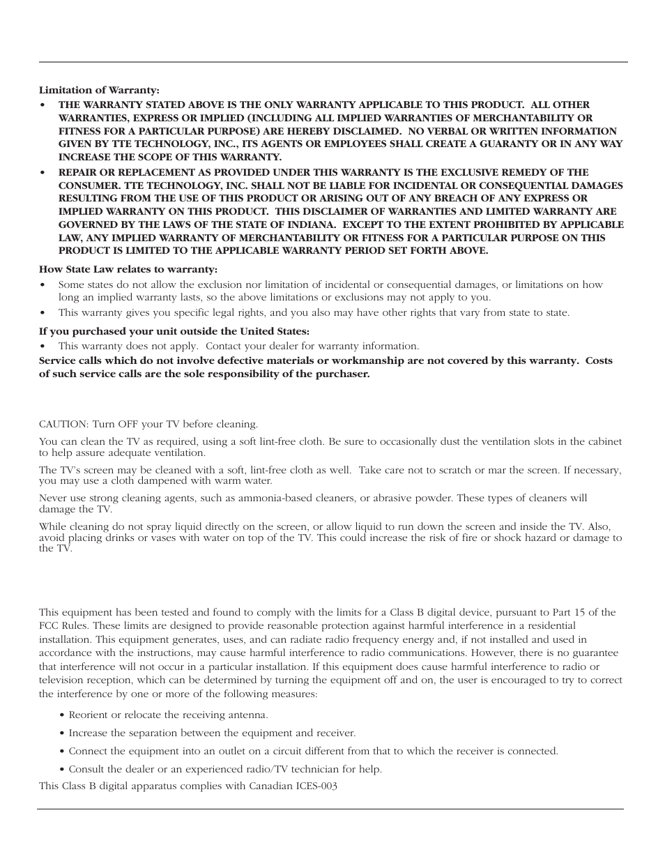 Care and cleaning, Fcc information, References | RCA SCENIUM HDTV with DLP technology High-Definition Television User Manual | Page 76 / 80