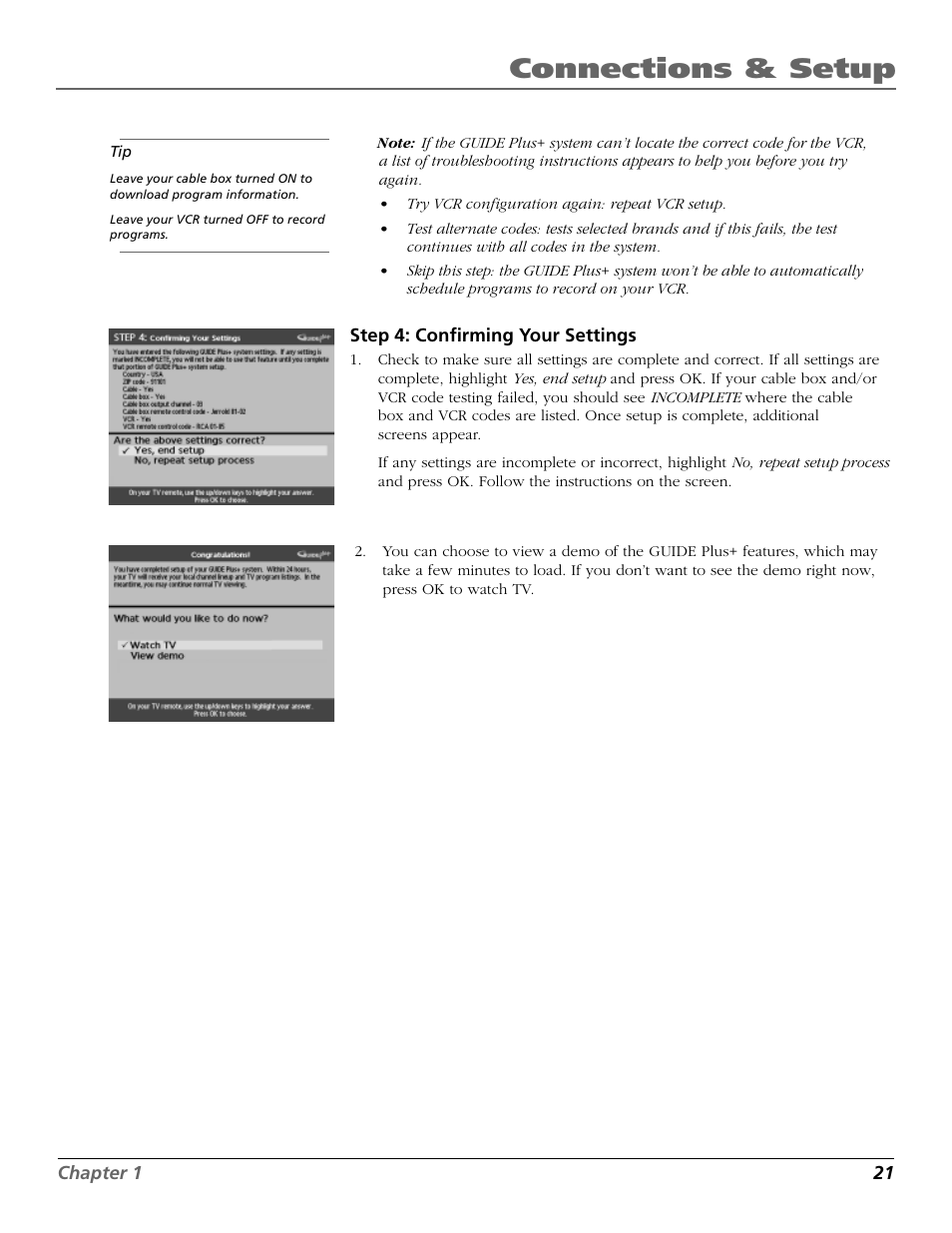 Connections & setup | RCA F20648 User Manual | Page 23 / 64