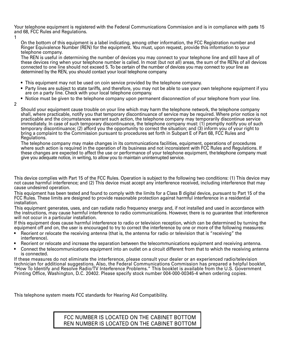 Fcc registration information, Interference information, Hearing aid compatibility | Fcc r | RCA 29292 User Manual | Page 2 / 60