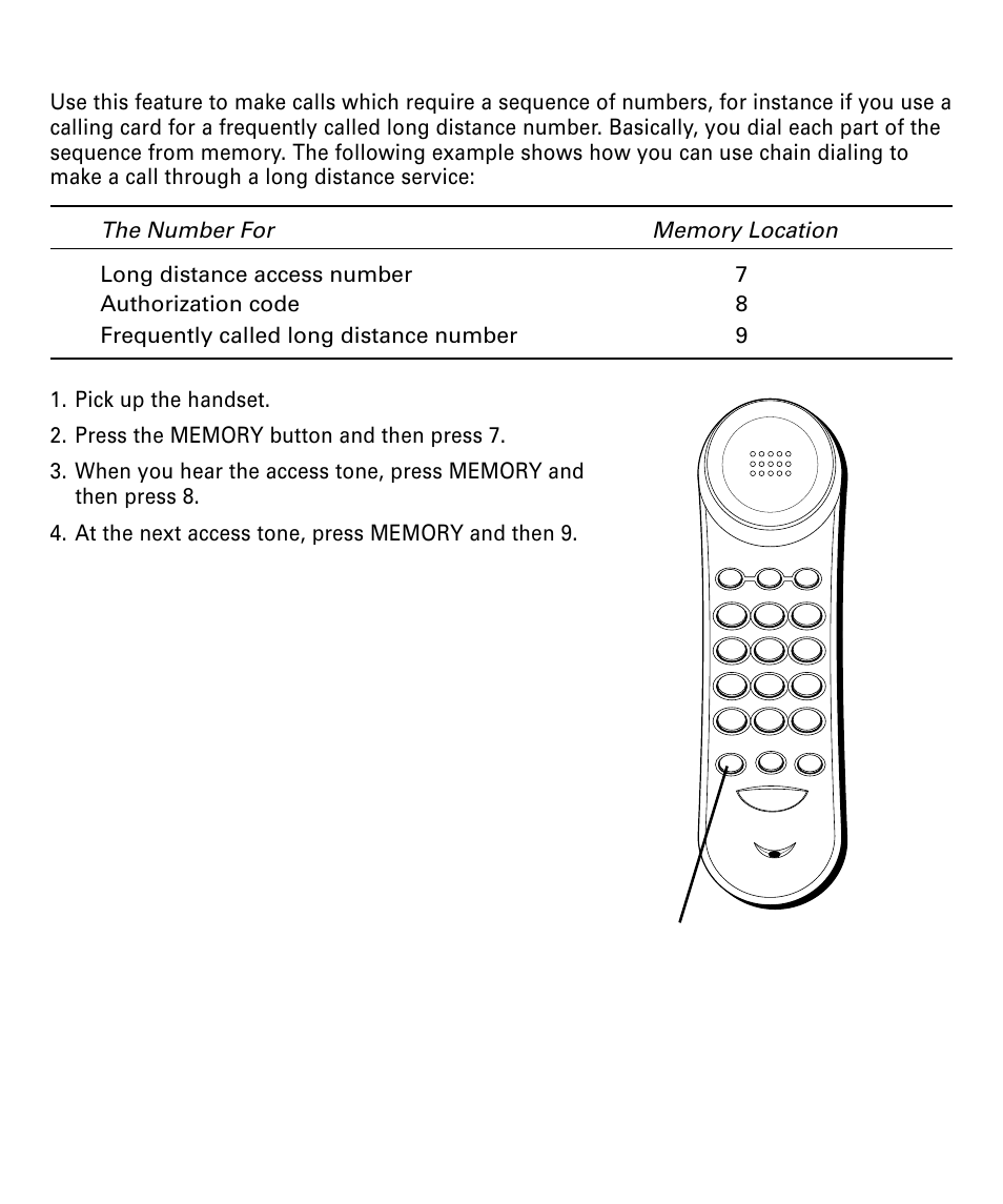 Chain dialing from memory, Hain, Ialing | From, Emory | RCA 29292 User Manual | Page 24 / 60