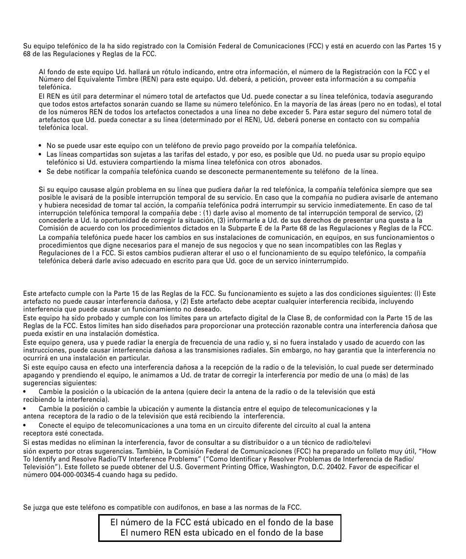 Información del registro a la fcc, Información de interferencias, Compatibilidad con audífonos | RCA 29292 User Manual | Page 32 / 60