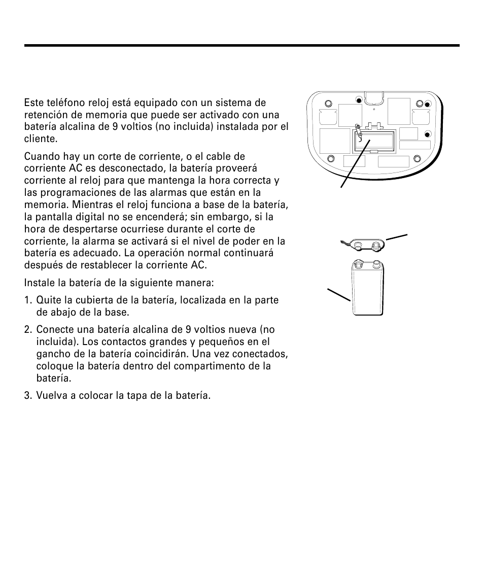 Fuente de energía fuente de energía, Respaldo para la batería “libre de preocupaciones, Uente | Nergía, Espaldo, Para, Atería, Ibre, Reocupaciones | RCA 29292 User Manual | Page 36 / 60