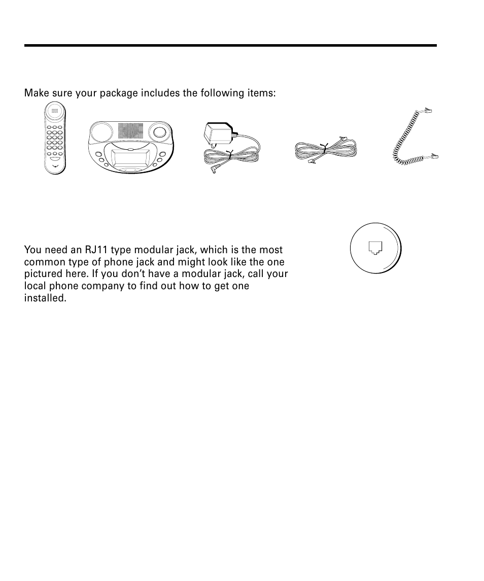 Before you begin, Parts checklist, Modular jack requirements | Efore, Egin, Arts, Hecklist, Odular, Equirements, Base ac power supply handset line cord | RCA 29292 User Manual | Page 4 / 60