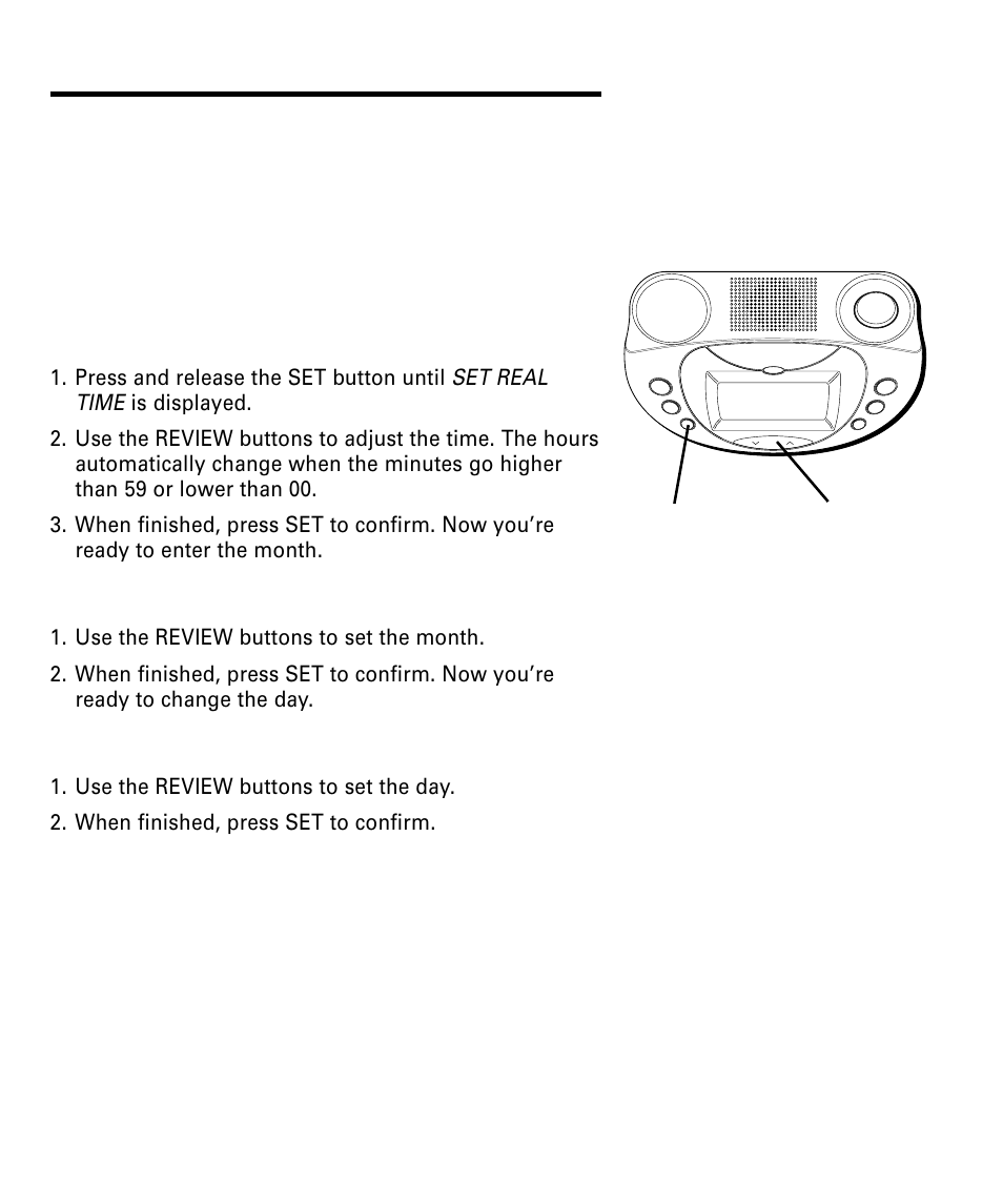 Setup, Setting the time and date, Etup | Etting | RCA 29292 User Manual | Page 8 / 60